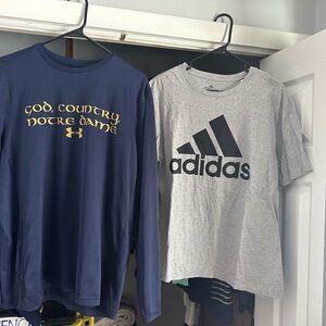 Under Armour Navy Long Sleeve Notre Dame Graphic Tee with Gold Script